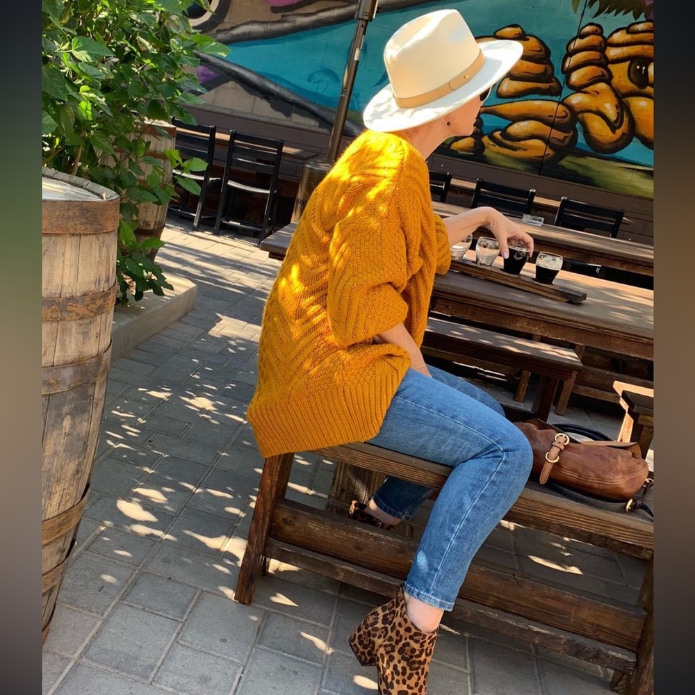 Topshop Mustard Cable Knit Cardigan